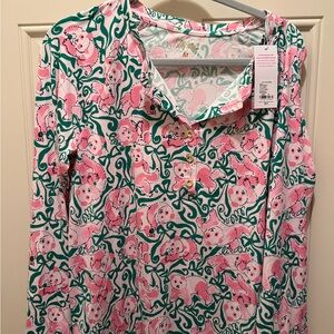 Lilly Pulitzer Pink and Green Pajama Top